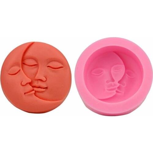 1pc DIY Sun & Moon Faces Silicone Soap Molds Craft Molds Handmade Soap Mould