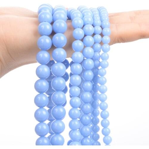 Blue Luminous Natural Stone Beads Glowing In The Dark Round Loose Spacer Beads for Jewelry Making Bracelets Necklace Pandent DIY