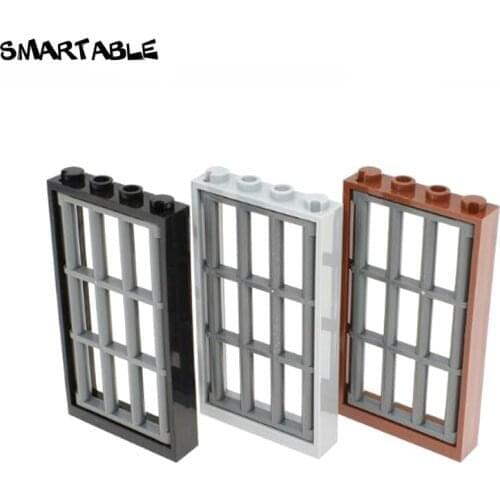 Smartable Window Door Frame 1x4x6 With Railing Building Blocks MOC Parts Toys For Kids House Compatible 92589+60596 20pcs/lot