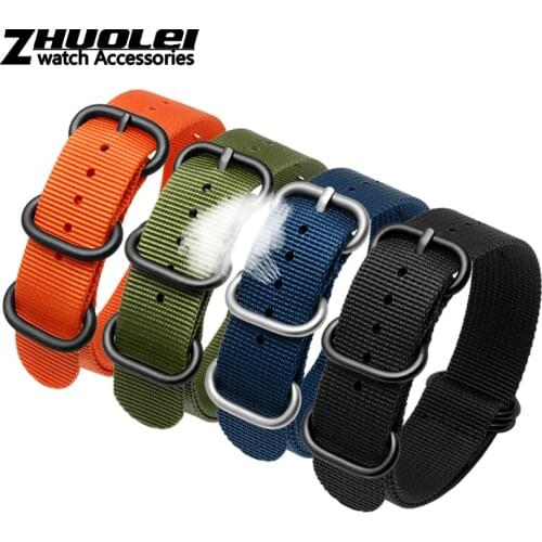 For NATO ZULU Strap Wholesale 18 Color Heavy Duty Nylon Watchband 18mm 20mm 22mm 24mm Stripe Rainbow Canvas Replacement bracelet