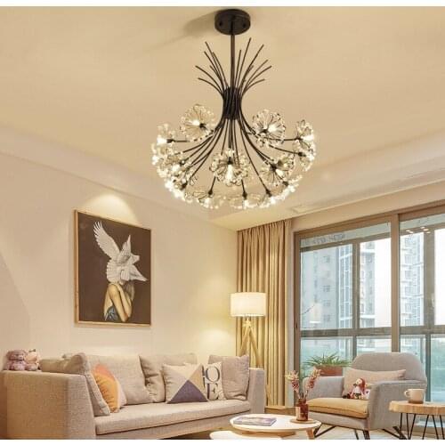 Nordic Dandelion Led Chandelier Post-modern Minimalist Creative Crystal Art Living Dining Room Pendant Light Fashion Bar Lamps