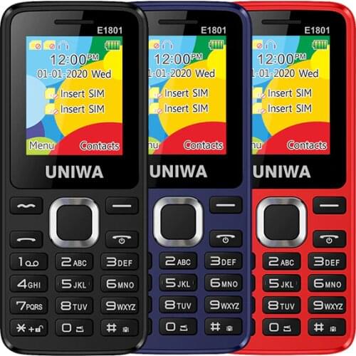 UNIWA E1801 Dual SIM Dual standby 1.77'' 800mAh MP3 MP4 FM Radio with Flashlight Loud Speaker 8 Day Standby Senior Feature Phone