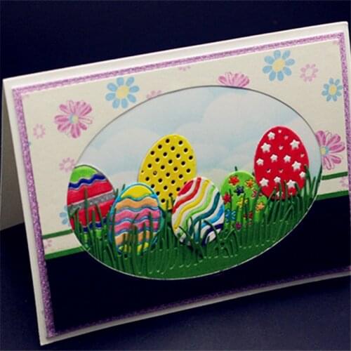 Cutting dies Easter Eggs Grass Border metal cutting dies Stencil for DIY Scrapbooking Paper Card Making embossing craft dies