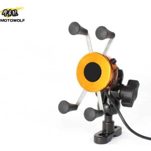Universal Motorcycle mobile phone holder with charger Waterproof aluminum alloy GPS navigator fixing clip