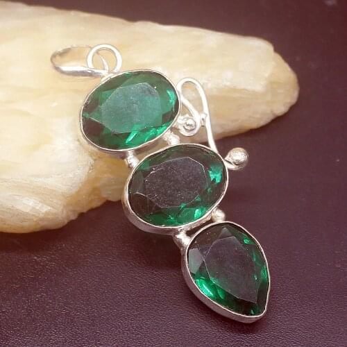 Gemstonefactory Jewelry Big Promotion 925 Silver Trendy New Arrival Green Topaz Women Ladies Gifts Necklace Pendant 0584