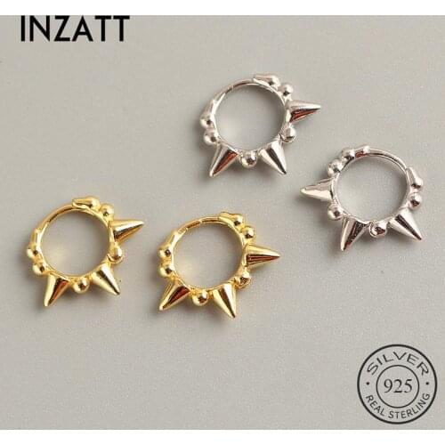 INZATT Real 925 Sterling Silver Geometric Hoop Earrings For Fashion Women Party Fine Jewelry Minimalist Accessories punk Gift