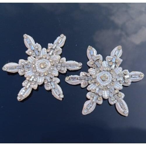 1 PC 3D white Snow embroidery lace patches sew-on DIY sewing beads t shirt Sticker applique cloth dress decor