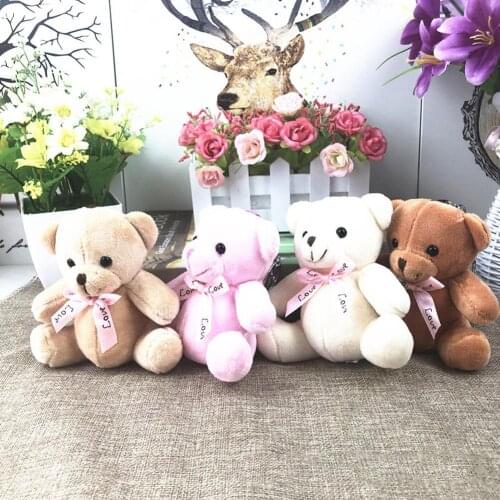 10 cm Wedding Gift Love Bear Stuffed Plush Toy Doll Stuffed Animal Bear Plush TOY DOLL with keychain For Kids Children