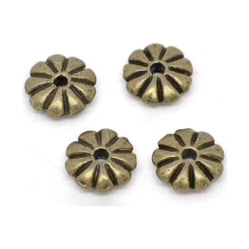 Free Shipping 100pcs Antique Bronze Flower Spacer Beads Findings 7x2mm Jewelry Findings J0222