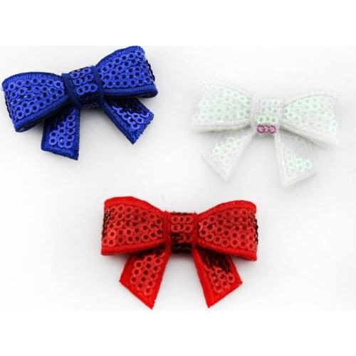 100pcs/lot 1.8'' 4th of July Mini Sequin Bow Hairgrips For Girls DIY Hair Bow Hair Accessories