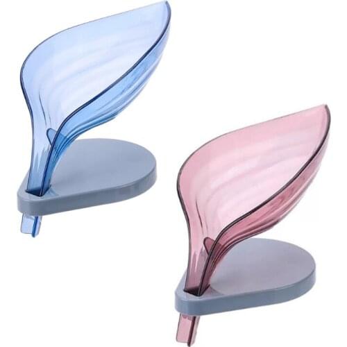 2pcs Leaf Shape Soap Box -Self Draining Soap Holder - Leafology Decorative Drainage Soap Holder - Plastic Soap Dish, Bar Soap