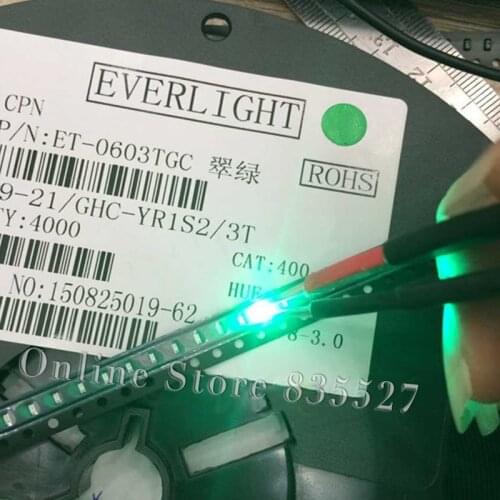 200pcs/lot LED 0603 1608 SMD light beads bright emerald green LED light emitting diode