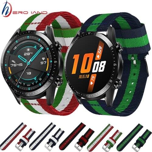 22MM Nylon Canvas Wrist Strap For Huawei Watch GT2E 2E/GT2 2 46mm /GT Active /Honor Magic Smart Watch Band Bracelet Strap Correa