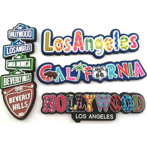 Hollywood Los Angeles California Soft PVC 3D Fridge Magnets USA Tourism Souvenirs Refrigerator Magnetic Sticker Home Decor