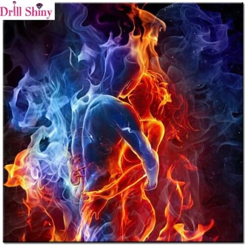3D full Square Diamond Painting Cross Stitch Kit Ice Fire Lovers kit Diamond Embroidery Masonry Diamond Mosaic Crafts Needlework