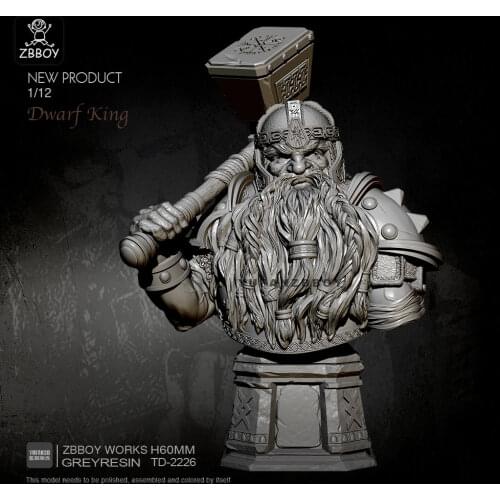 60mm Resin Bust Figure Kits Dwarf Warrior Resin Soldier Self-assembled TD-2226