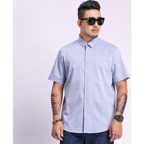 8xl 7xl 6xl 5xl Plaid Short Sleeve Shirts for men Painting Large Size Casual Top Blouse turn down collar large size men cloth