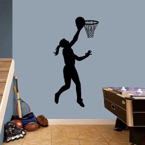 Basketball Girl Layup Wall Decal Nursery Kids Room Locker Room Wall Decor Sticker waterproof ermoveable Vinyl Wall Decal G196