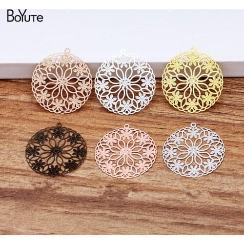 BoYuTe (50 Pieces/Lot) 26MM Metal Brass Hollow out Flower Sheets Diy Hand Made Earrings Jewelry Making Accessories