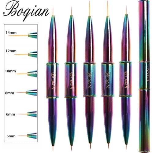 BQAN Rianbow Double Head Pink Crystal Handle Nail Brush Liner Brush Painting Pen Gel Brush Crystal Nail Art Manicure