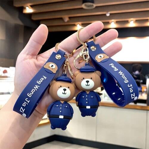 Creative PVC handicrafts cute Star same style Bear police Keychain Pendant christmase gift family games Kindergarten props
