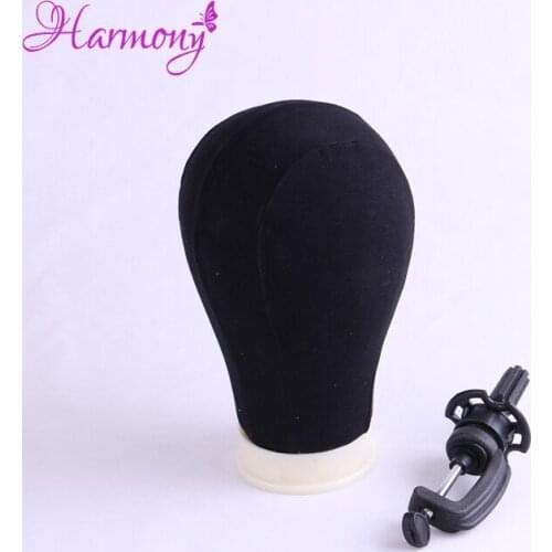 1 Piece Black Color 23'' Canvas Block Head For Hair Extension lace wigs Making and Display Styling mannequin Manikin Head
