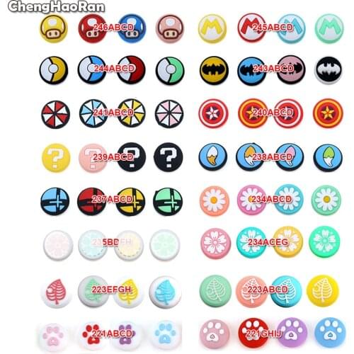 ChengHaoRan 4pcs Cute Cat Paw Claw Sakura Thumb Stick Grip Cap Joystick Cover Case For Nintend Switch Lite NS Joy-Con Controller