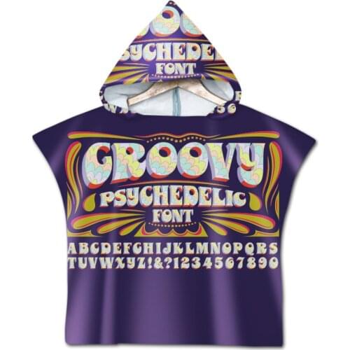Letter Pattern Children Polyester Beach Cloak Microfiber Towel Kids Cartoon Hooded Bath Towel For Baby Boys Girls HT36