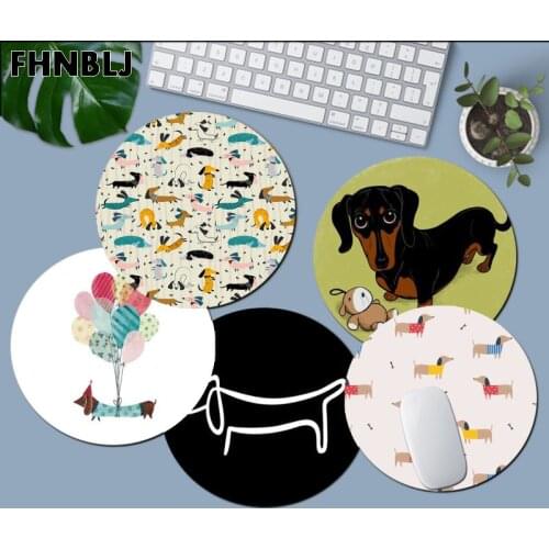 FHNBLJ New Design Animals Dogs Dachshund Beautiful Anime round Mouse Mat gaming Mousepad Rug For PC Laptop Notebook