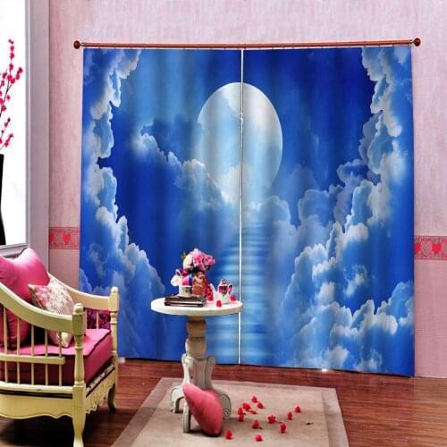 Photo Customize size Modern blue sky stairs Curtains for living room bedroom blackout curtains