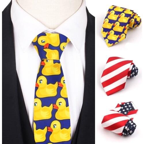 Cartoon Neck Ties For Men Women Casual Suits Funny Tie Gravatas Skinny Flag Print Mens Neckties For Party Slim Men Ties