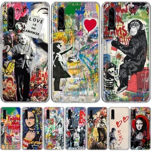 Banksy Graffiti Art Abstract Phone Case for Huawei P30 P40 P20 P10 Mate 20 10 30 Lite Pro P Smart Z Plus + Art Shell Cover Coque
