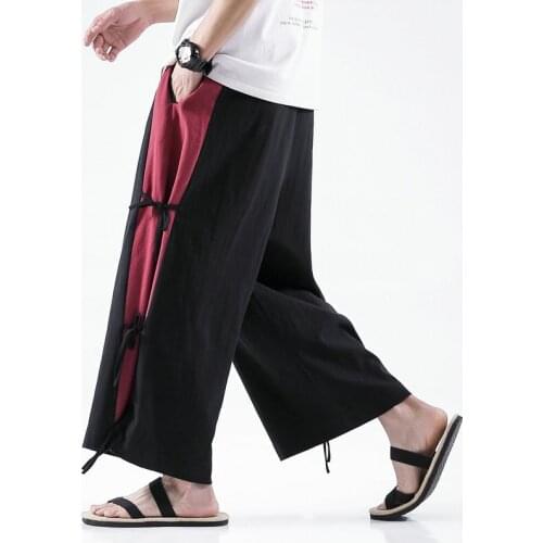 Cotton Linen Wide-leg Pants Men Chinese Style Casual Jogging Pants Large 5XL 2020 Spring High Quality Sweatpants Men Pants