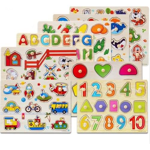 30cm Kid Early Educational Toys Baby Hand Grasp Wooden Puzzle Toy Alphabet and Digit Learning Education Child Wood Toy