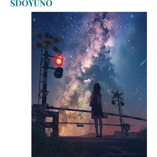 SDOYUNO Paint By Numbers Scenery DIY 60x75cm Oil Painting By Numbers On Canvas Figure Frameless Number Painting Home Decor