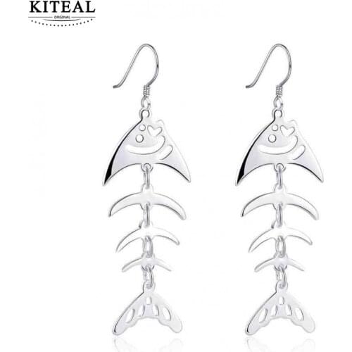 KITEAL Fashion New Brand Design Luxurio silver color earrings for female dead fish bone personality kupe oso