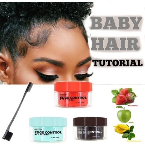 Baby Hair Super Sleek Max Hold Hair Edge Control Cream Gel Long Lasting Waterproof Hair Oil Wax Black Girls Hairstyle 80ml
