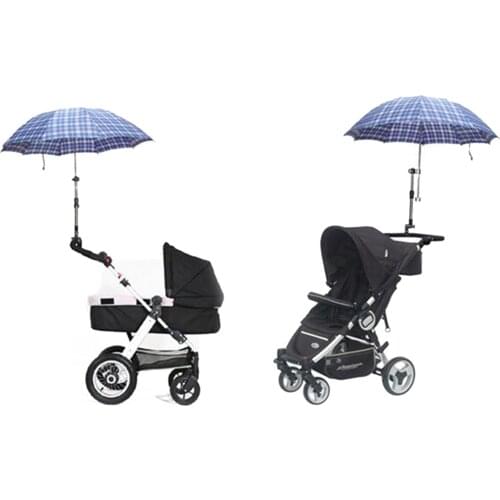 Baby Carriage Umbrella Holder Bracket Adjustable Direction Rotary Button Trolley Bicycle Rain Day Hand-Free Accessory