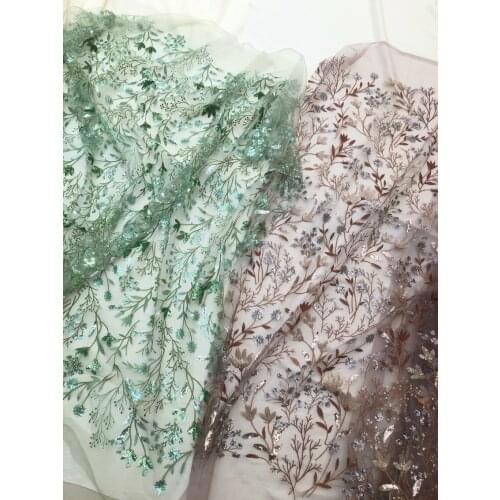 New Style Mesh Embroidery Sequins Africa Lace Fabric 2021 High Quality Lace Water Soluble Fashion Lace Fabric 5 Yards