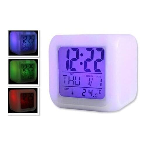 Mormela 7 Color Changing Alarm Digital Cube clock desk clock relogio de mesa настольные часы reloj de escritorio