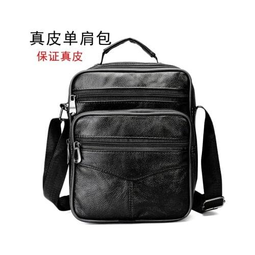 Genuine leather mens messenger bag casual business leather mens messenger bag zipper shoulder bag retro mens bag