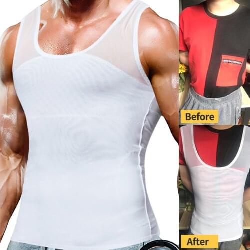 Men Slimming Underwear Compression Shirt Wasit Trainer Body Shaper Sauna Suit Chest Shapewear Fitness Tank Top for Losing Weight