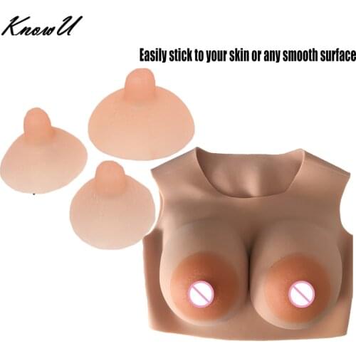 KnowU Crossdress Boobs Stickers Silicone Nipples for Female Adult False Nipple Breast Chest Paste Silicone Tits Sticker