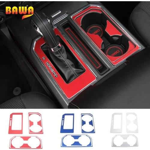 BAWA Gear Shift Panel Cup Mat Holder Decoration Trim Aluminum Alloy Interior Stickers For Ford F150 2015 Up Car Styling