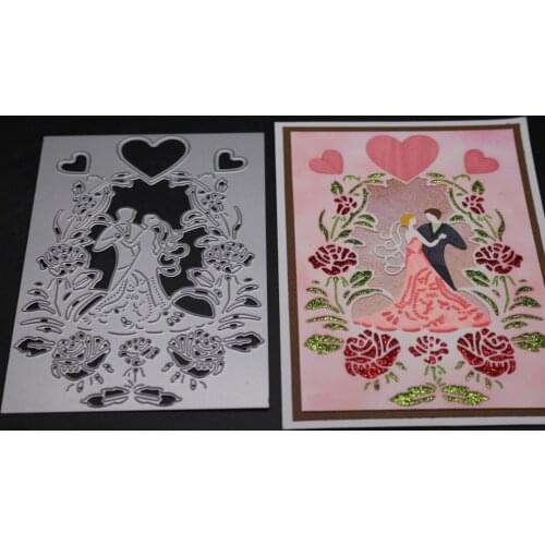 Couple Dancing Metal Cutting Dies Wedding Stencil Flower Heart Die Cut Christmas Scrapbooking 2019 New Craft Stamps And Dies