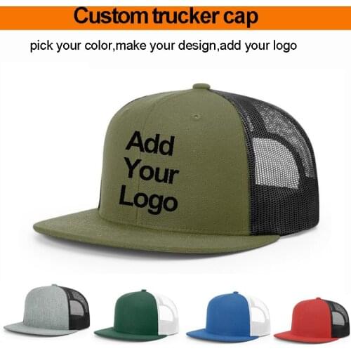 50pcs flat brim snapback caps custom trucker cap custom summer cap add your logo,pick your color