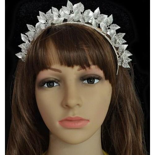 Handmade Silver color bridal headband Leaves bridal hairbands vintage wedding hair accessories bridal headpiece Prom Crown