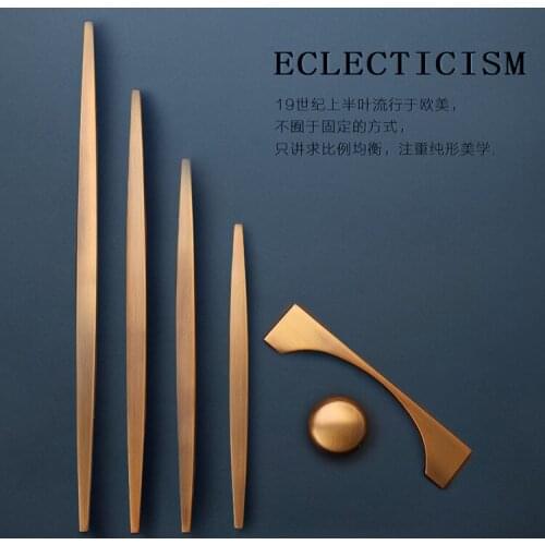 Straight Bar Door Handle European Style Wardrobe Cabinet Door Handle Modern Simple Yellow Bronze American Style Door Handle