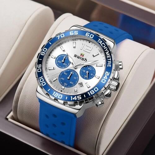 Luxury Chronograph Sports Watches Men Fashion Silicone Strap Quartz Wristwatch Waterproof Military Clock Relogio Masculino 2021