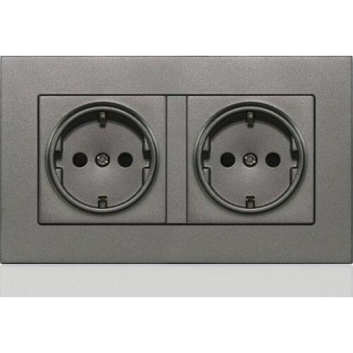 Gray 146 Type EU Standard Pop Socket German Wall Concealed Electrical Socket Panel Power Outlet 16A 110-250V